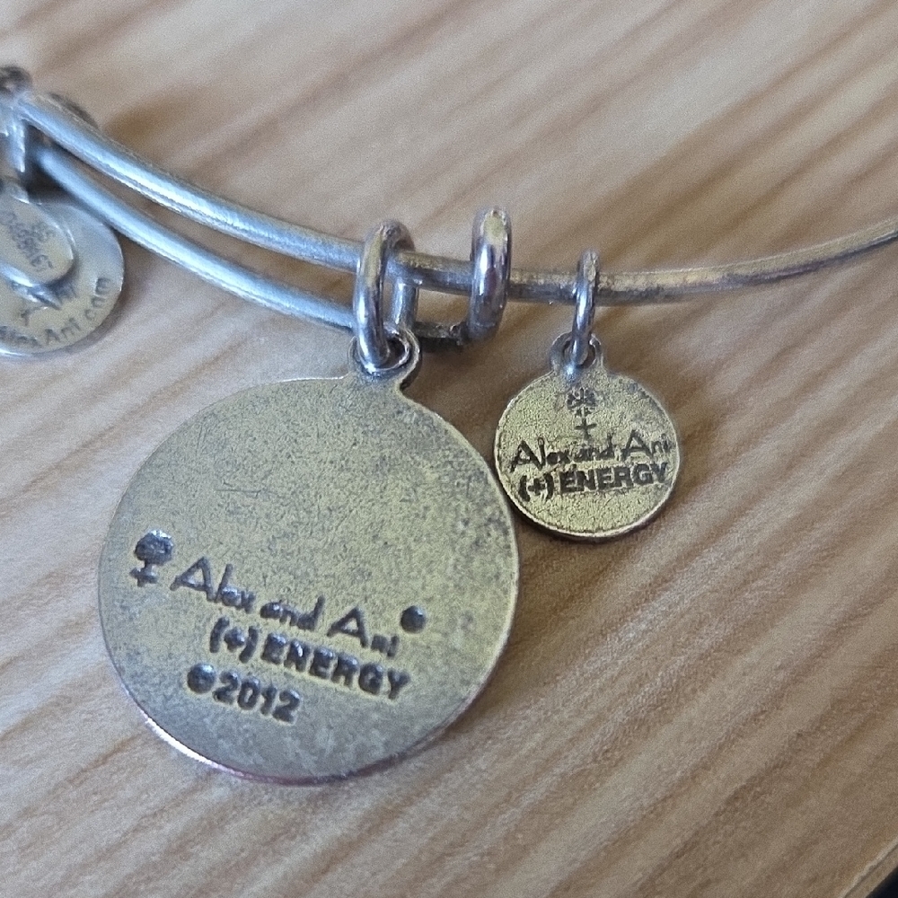 Alex and Ani Silver Lotus 2012 Charm Bangle Bracelet - Picture 2 of 8